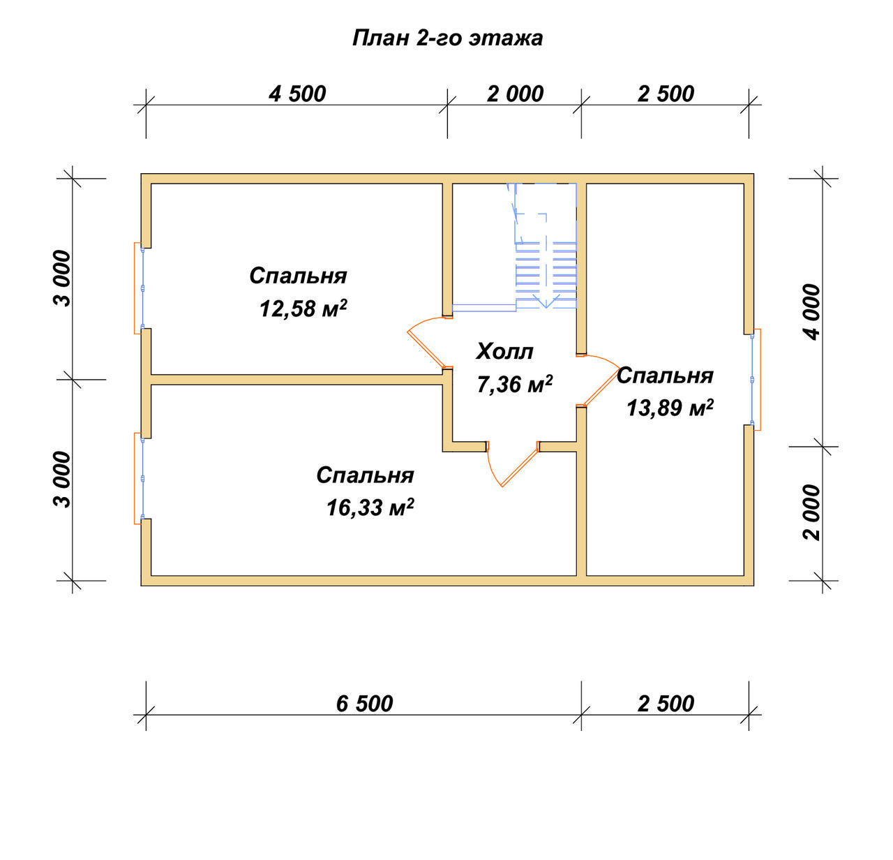 Полутораэтажный дом из бруса ДБ №24 - планировка 2