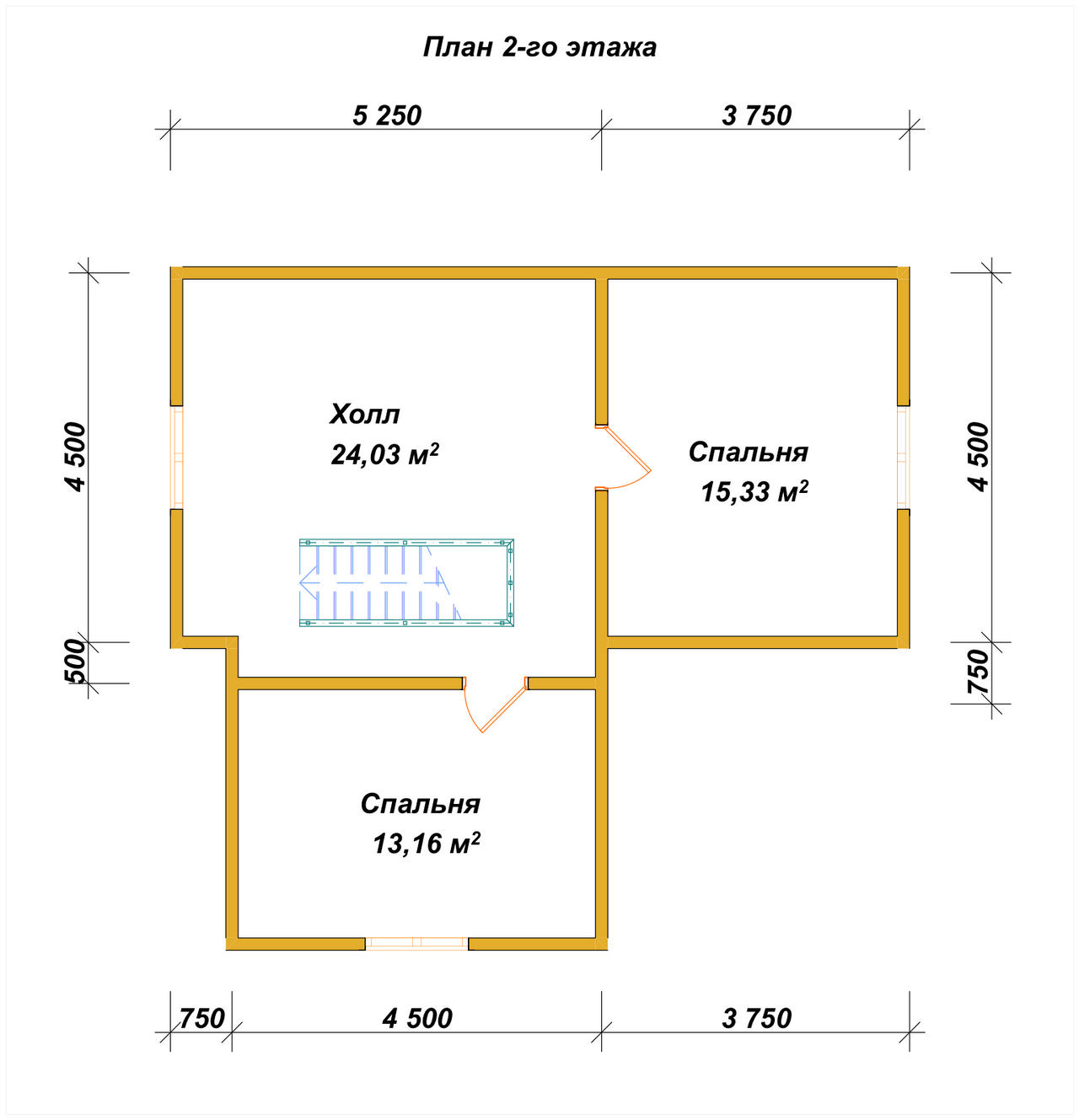 Дом из бруса с мансардой ДБ №57 - планировка 2