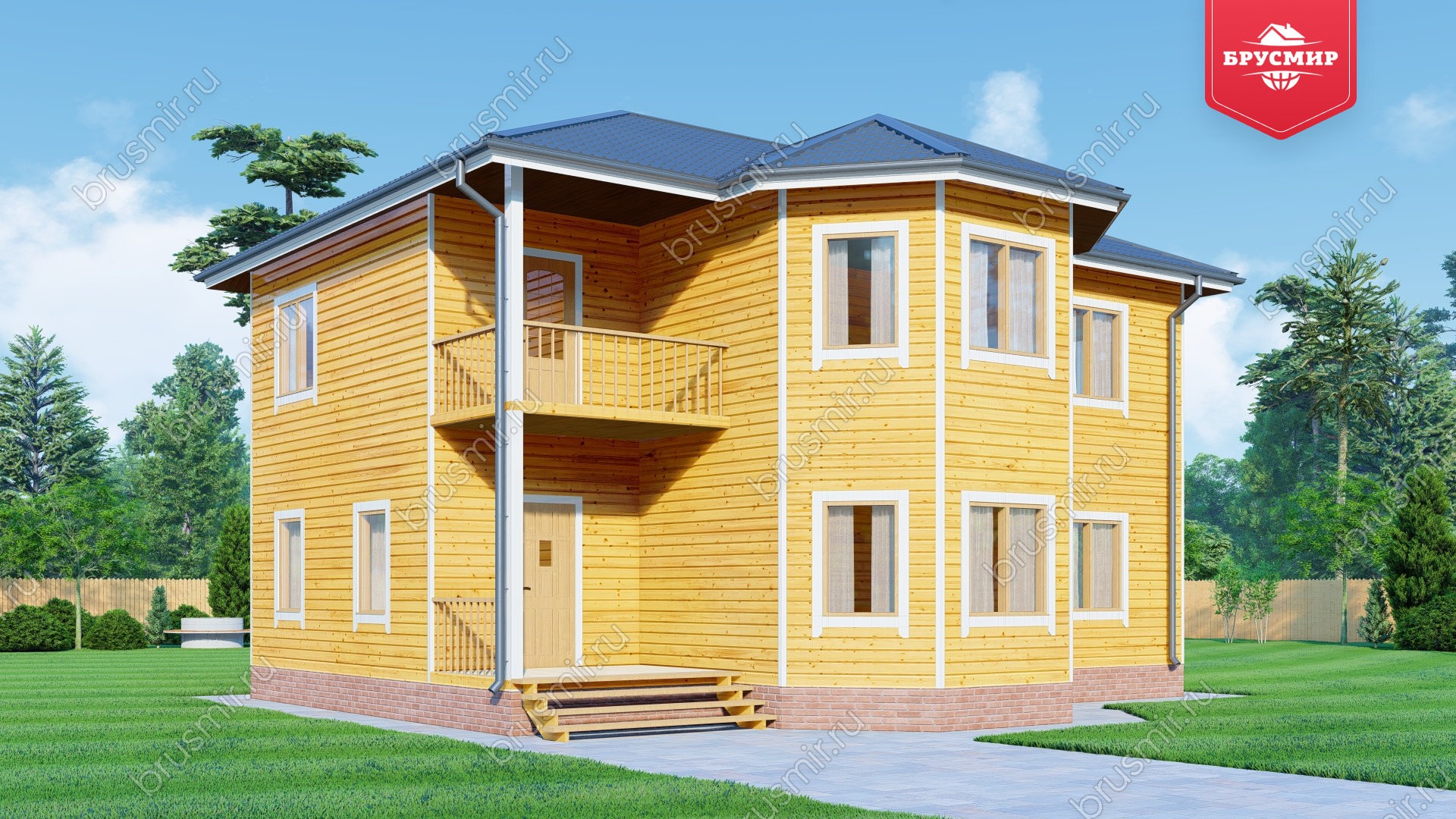 Двухэтажный дом из бруса ДБ №168