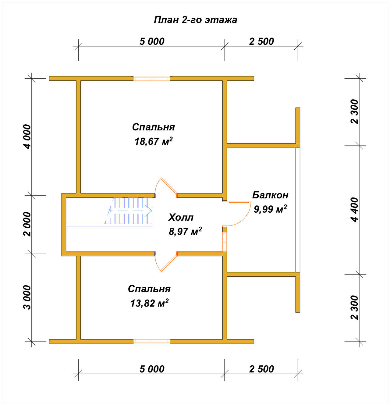 Дом из бруса с мансардой ДБ №123 - планировка 2