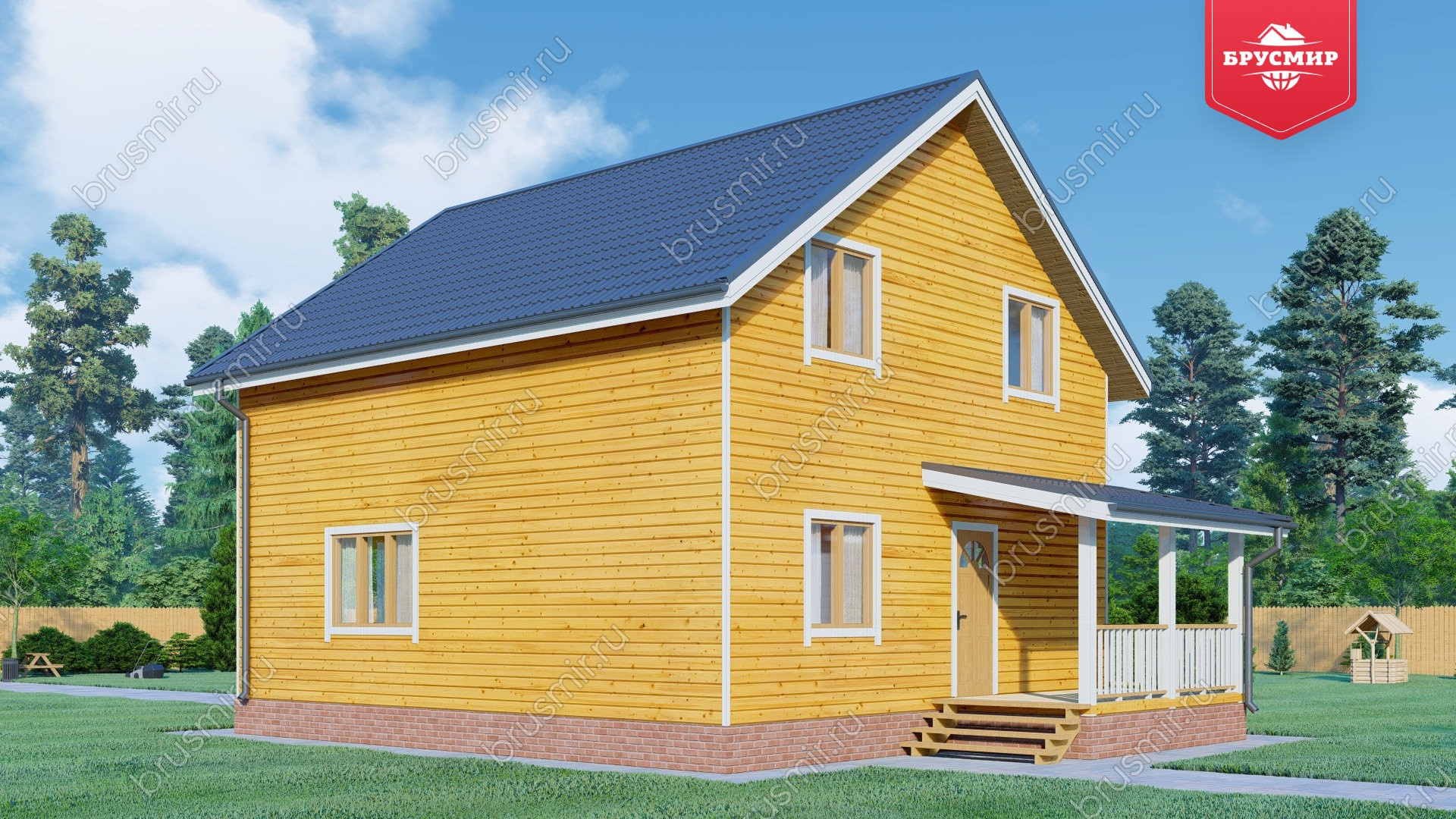 Полутораэтажный дом из бруса ДБ №39