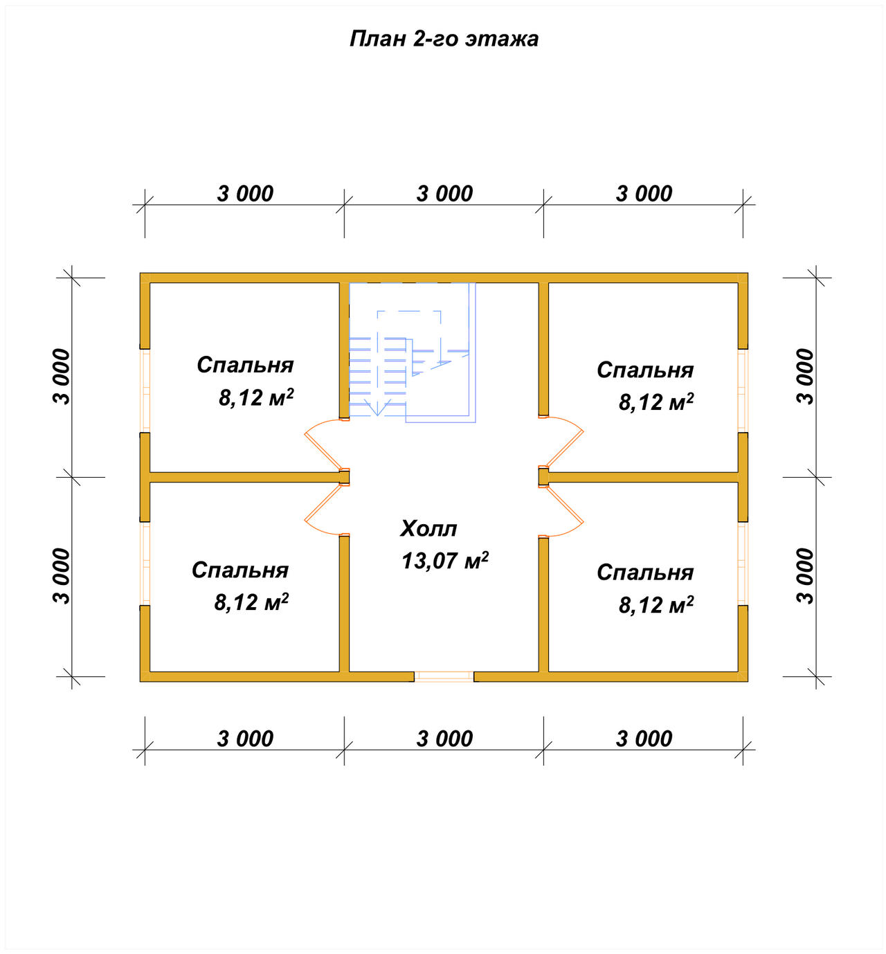 Полутораэтажный дом из бруса ДБ №51 - планировка 2