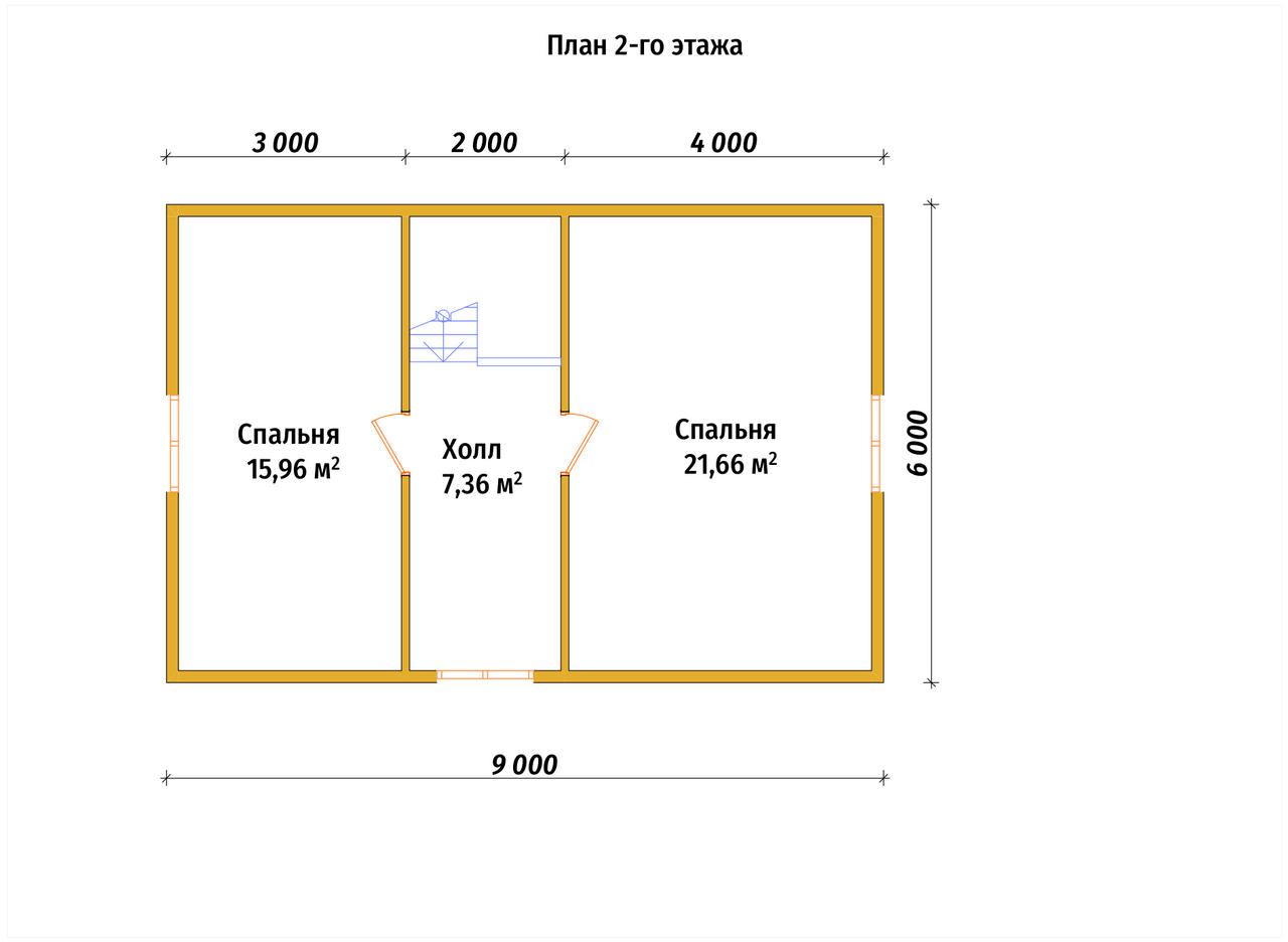 Полутораэтажный дом из бруса ДБ №20 - планировка 2