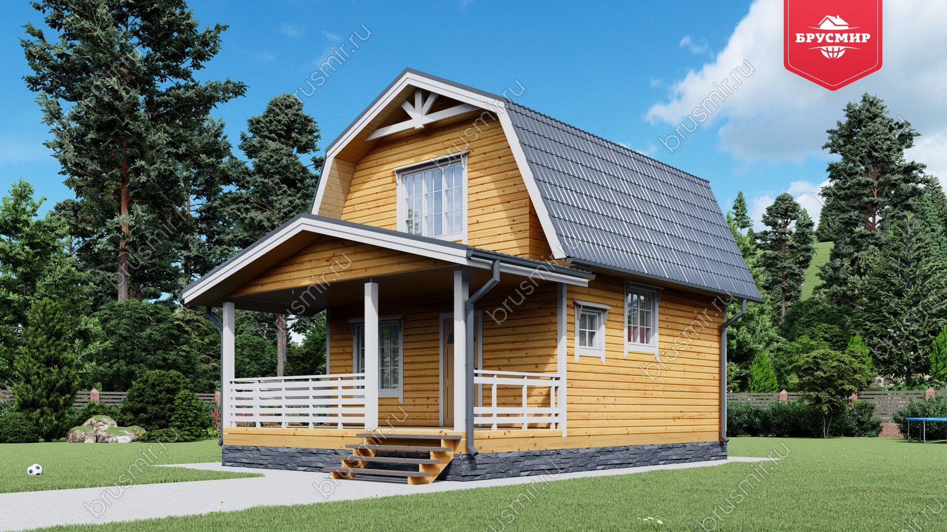 Дом из бруса мансардой ДБ №62