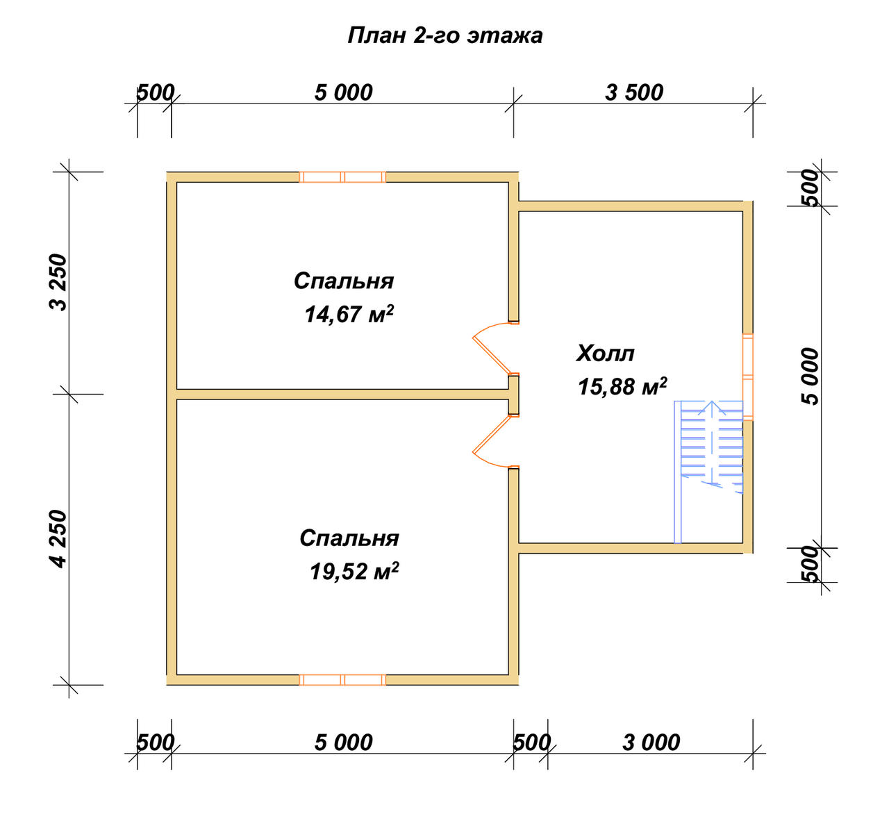 Дом из бруса мансардой ДБ №60 - планировка 2
