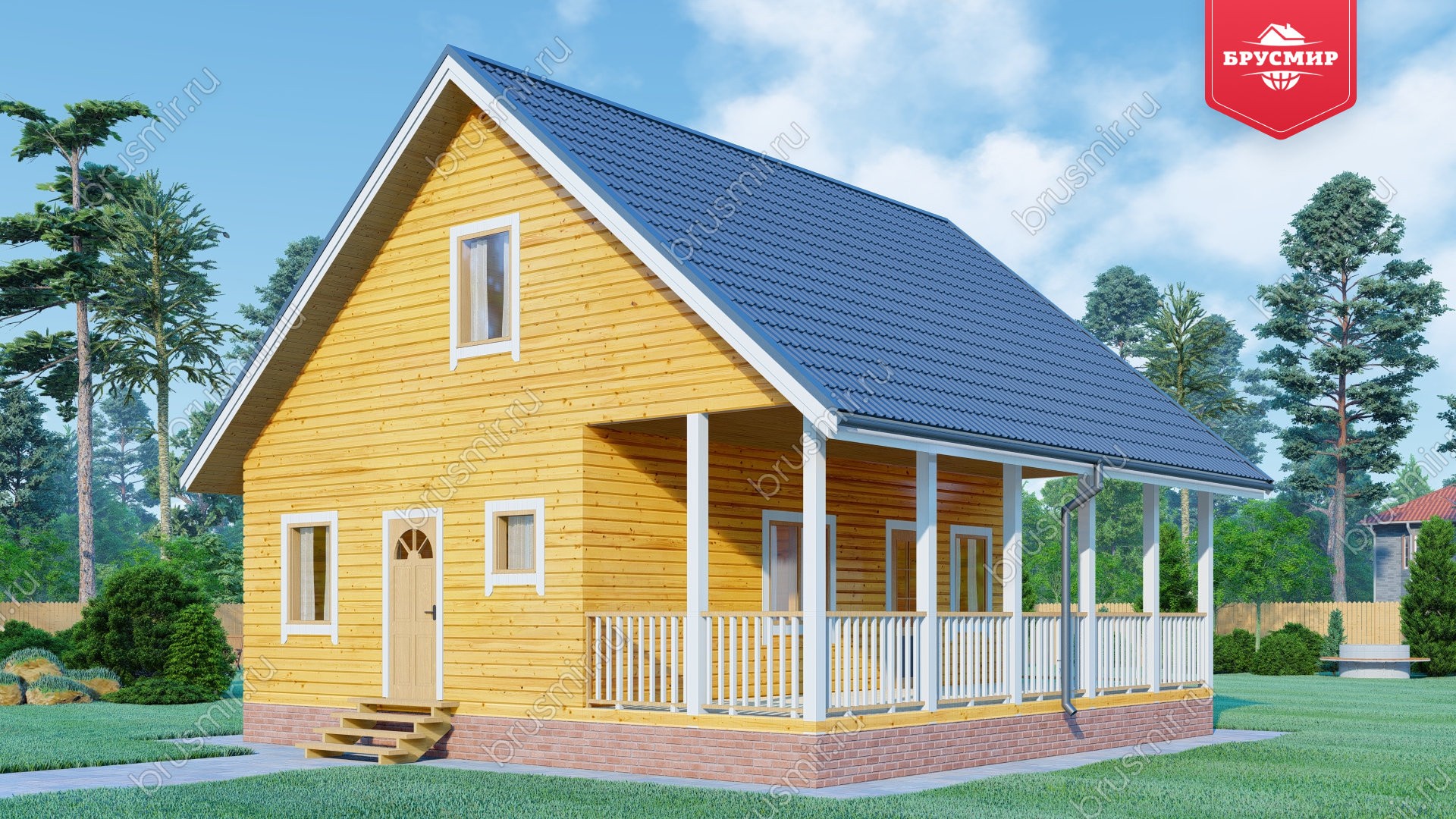 Дом из бруса с мансардой ДБ №58