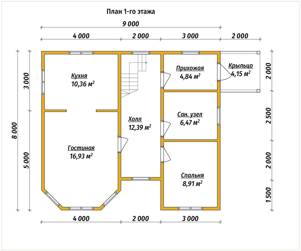 Дом из бруса с мансардой ДБ №114 - планировка 1