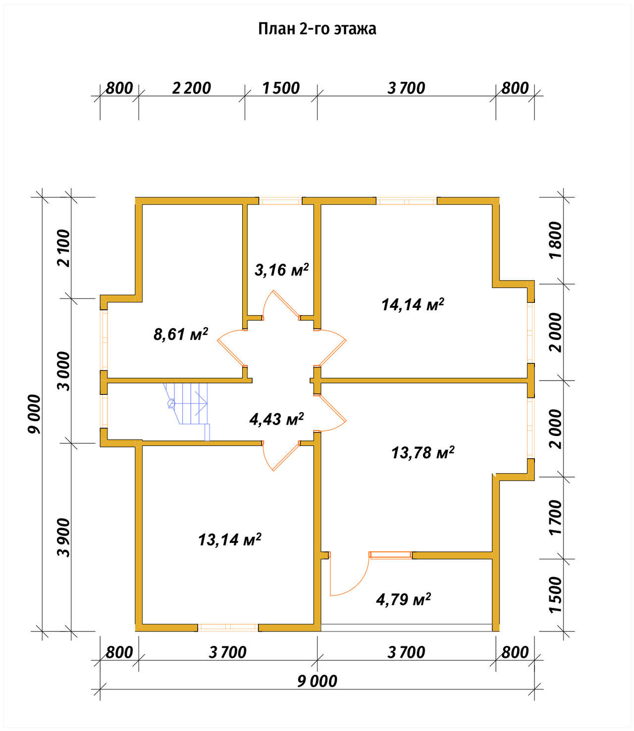 Дом из бруса с мансардой ДБ №95 - планировка 1