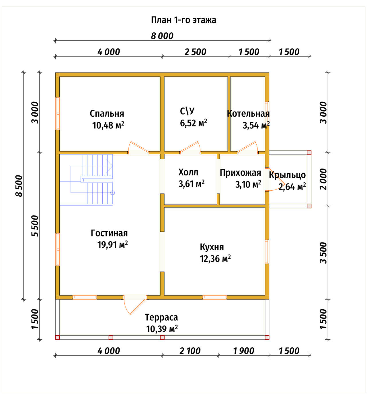 Дом из бруса мансардой ДБ №61 - планировка 1