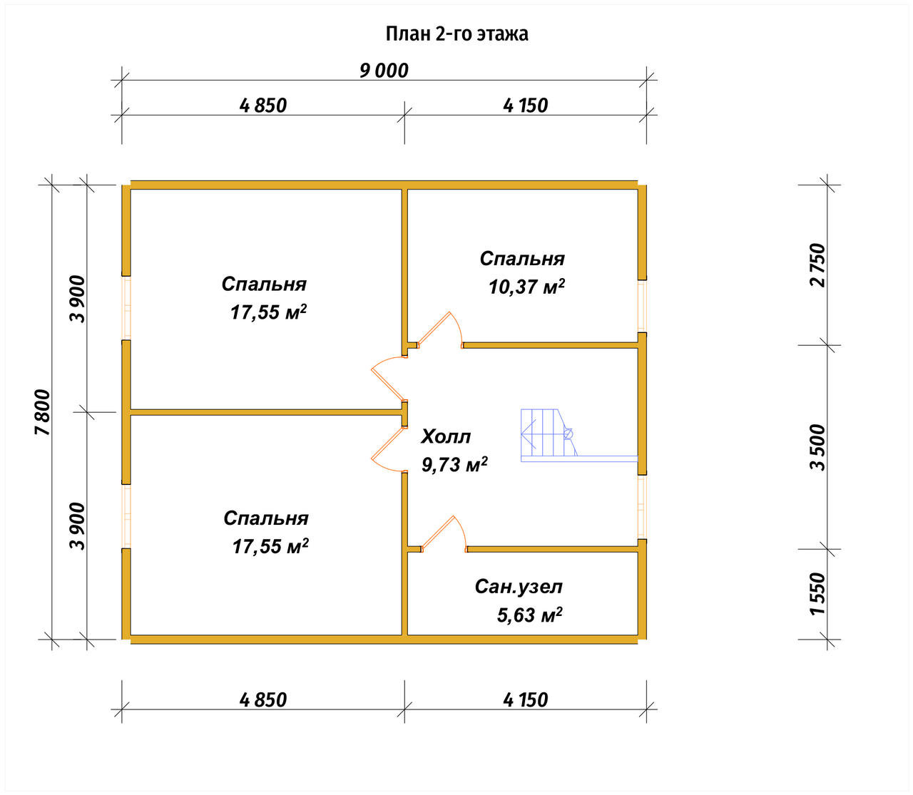 Дом из бруса с мансардой ДБ №117 - планировка 2