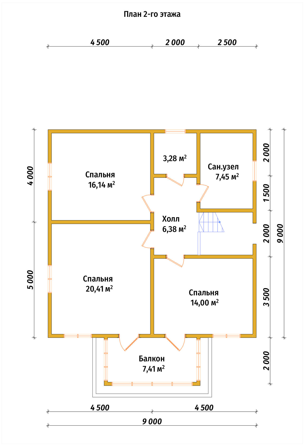 Проект дома из бруса ДБ №197, 146м², 2 эт. - планировка 2