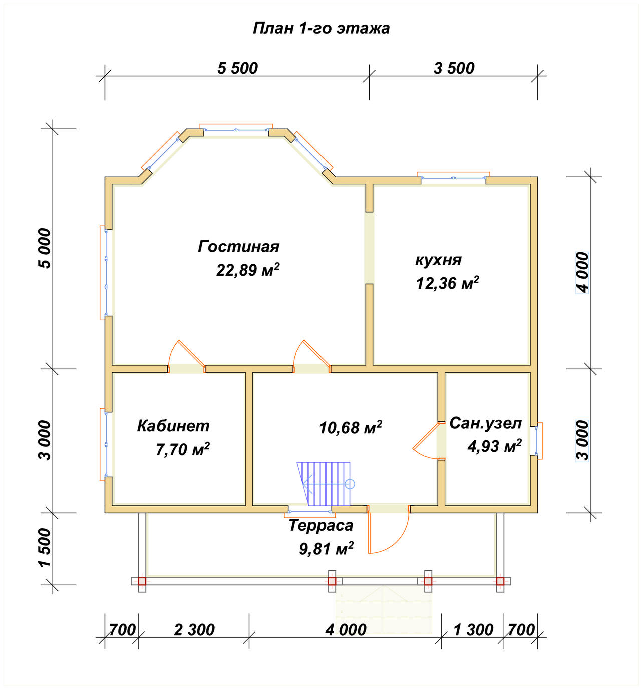 Дом из бруса с мансардой ДБ №19 - планировка 1
