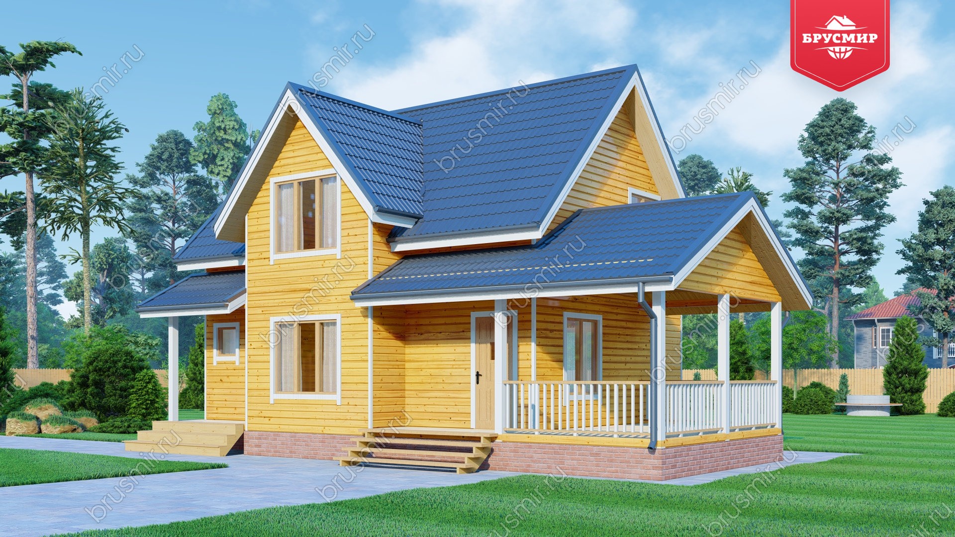 Полутораэтажный дом из бруса ДБ №169