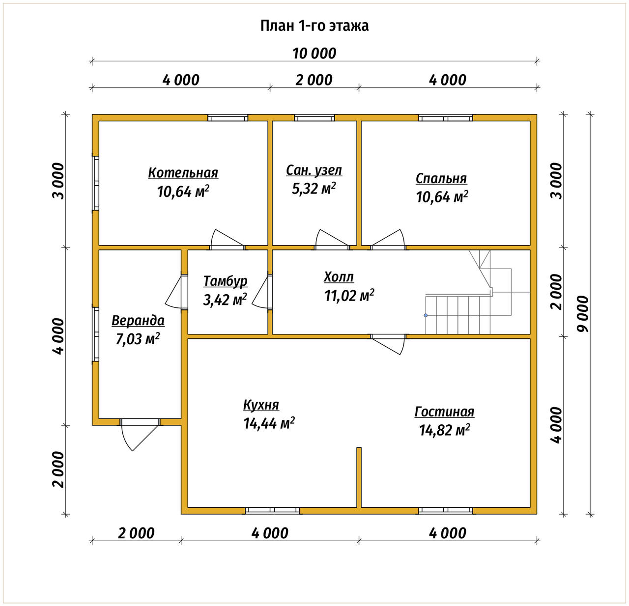 Проект дома из бруса ДБ №180, 137м², 1.5 эт., 5 комн. - планировка 1