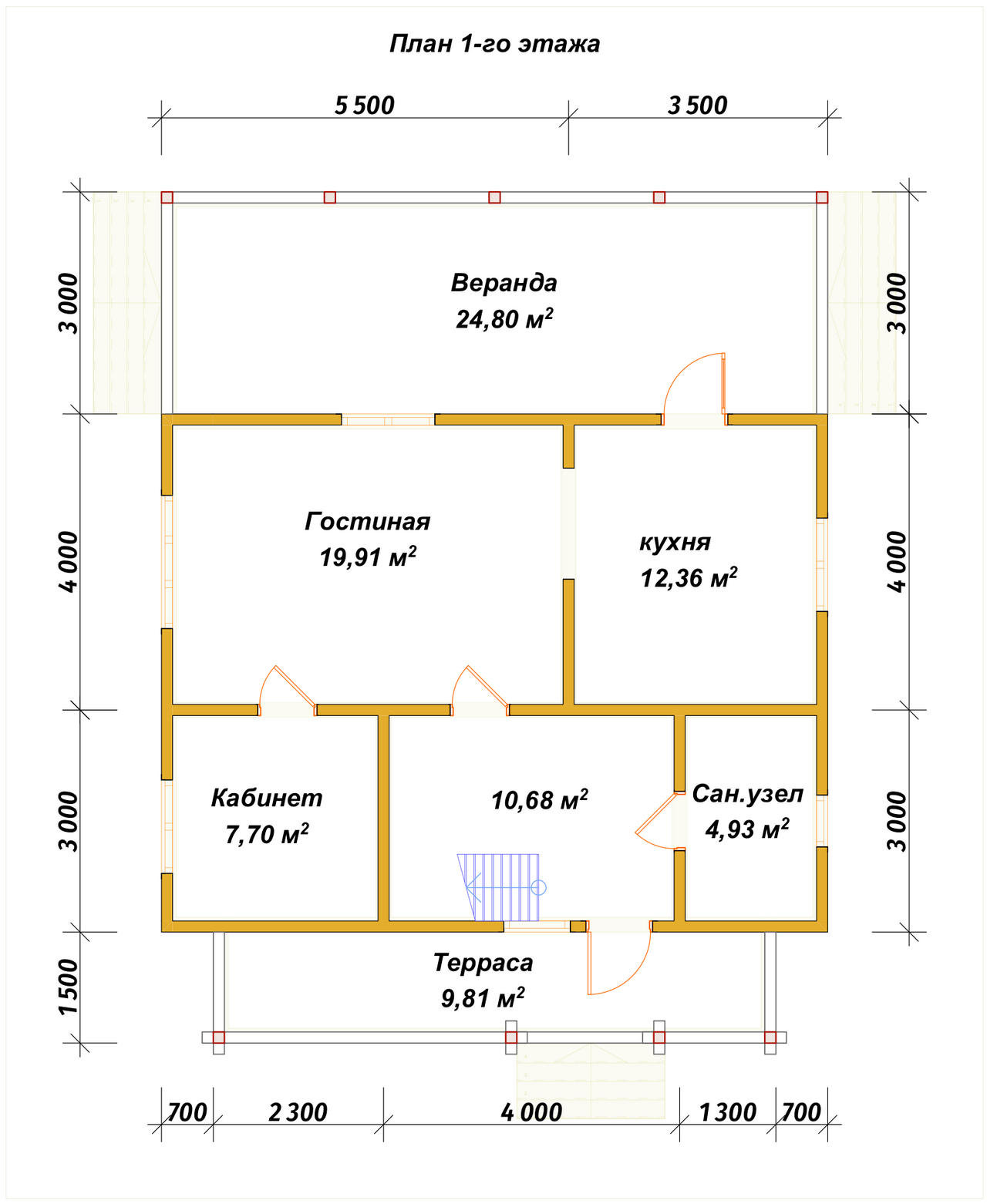 Дом из бруса с мансардой ДБ №126 - планировка 1