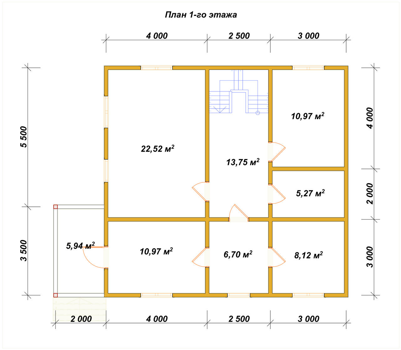 Двухэтажный дом из бруса ДБ №73 - планировка 1