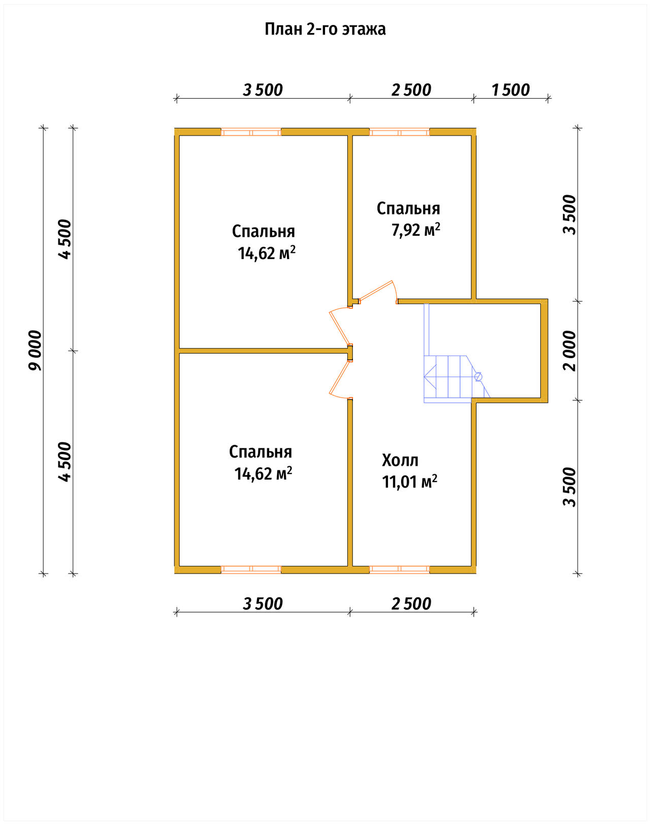 Дом из бруса с мансардой ДБ №37 - планировка 2