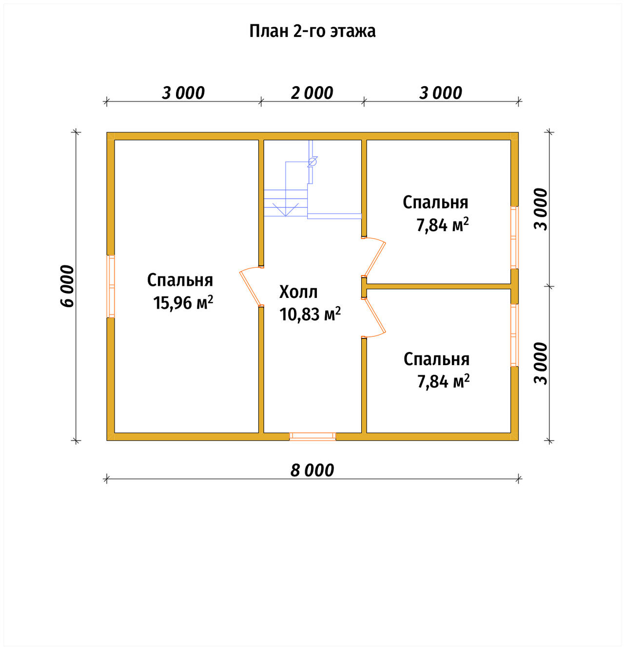 Полутораэтажный дом из бруса ДБ №9 - планировка 2