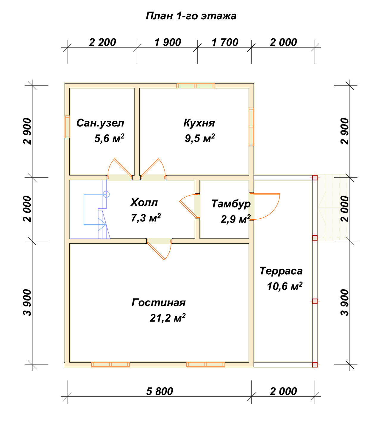 Дом из бруса с мансардой ДБ №85 - планировка 1
