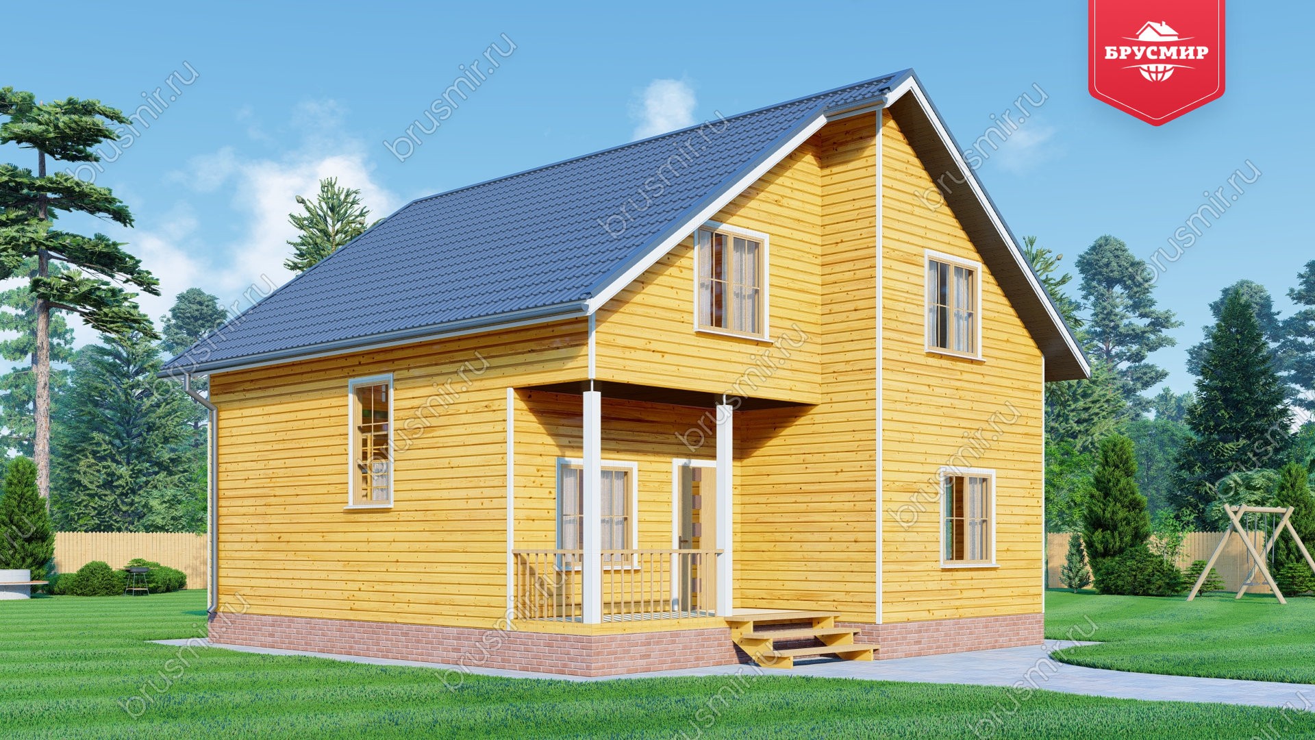 Полутораэтажный дом из бруса ДБ №171