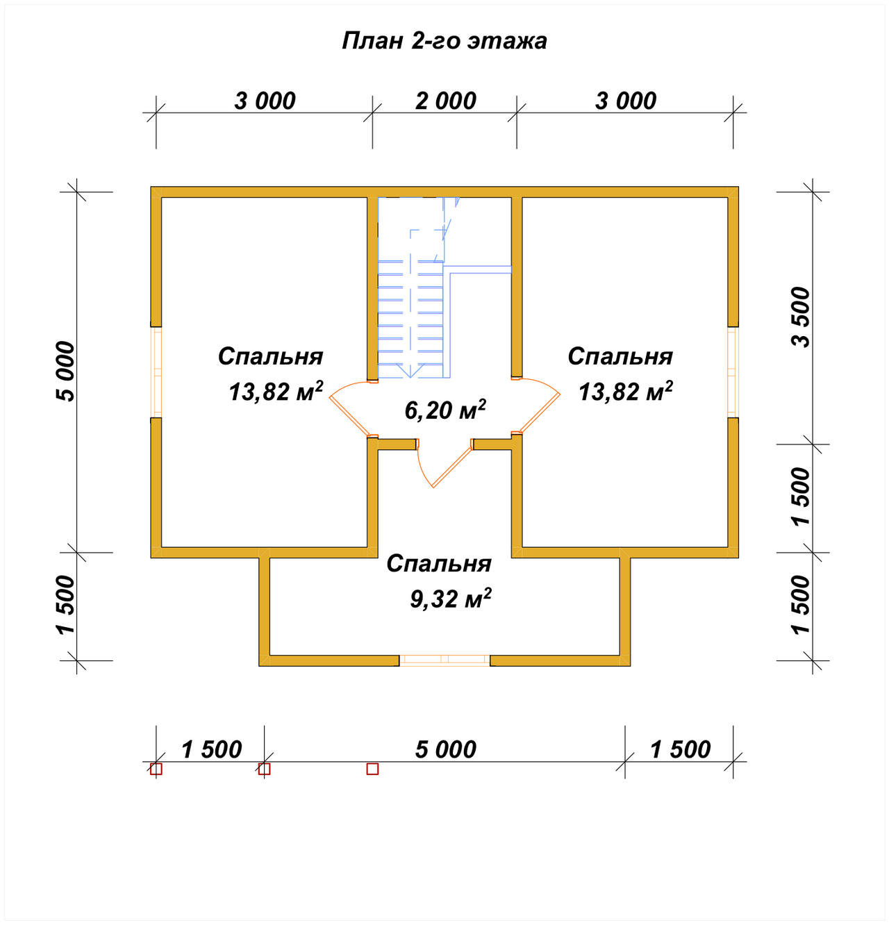 Полутораэтажный дом из бруса ДБ №94 - планировка 2