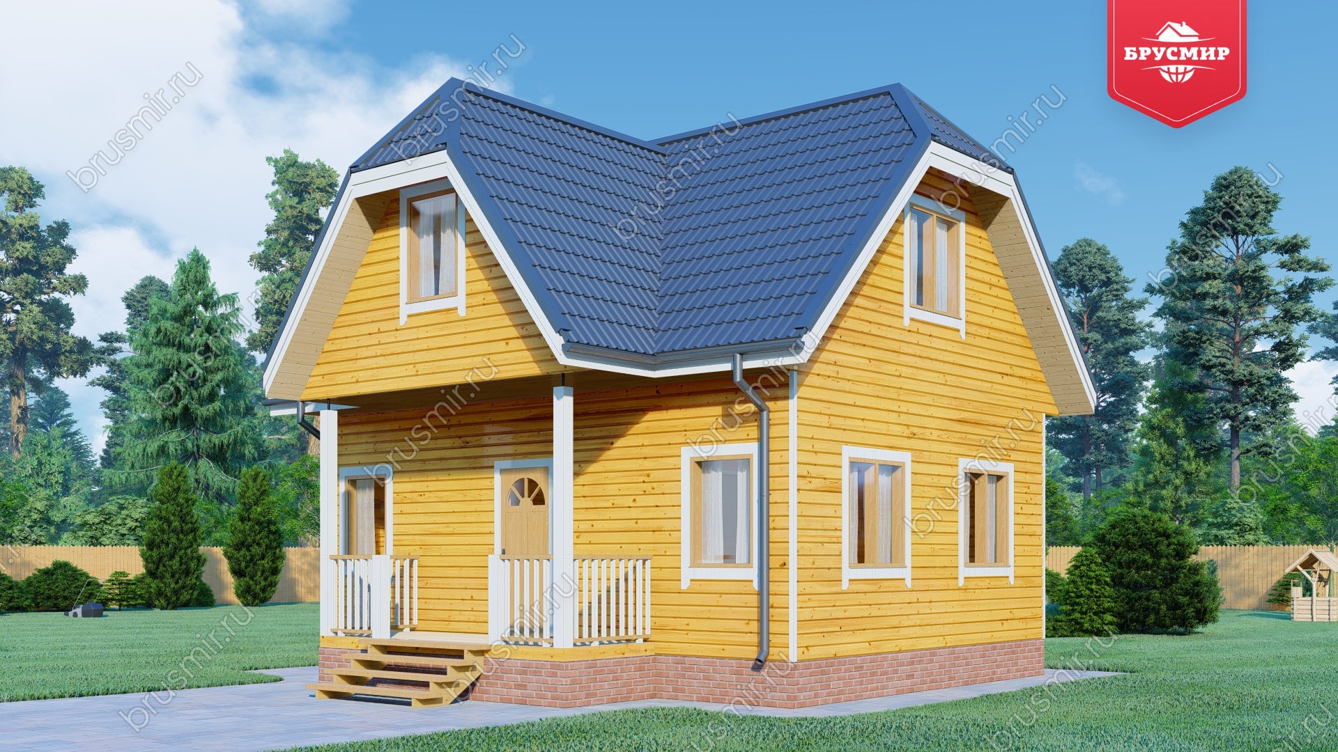 Дом из бруса с мансардой ДБ №53