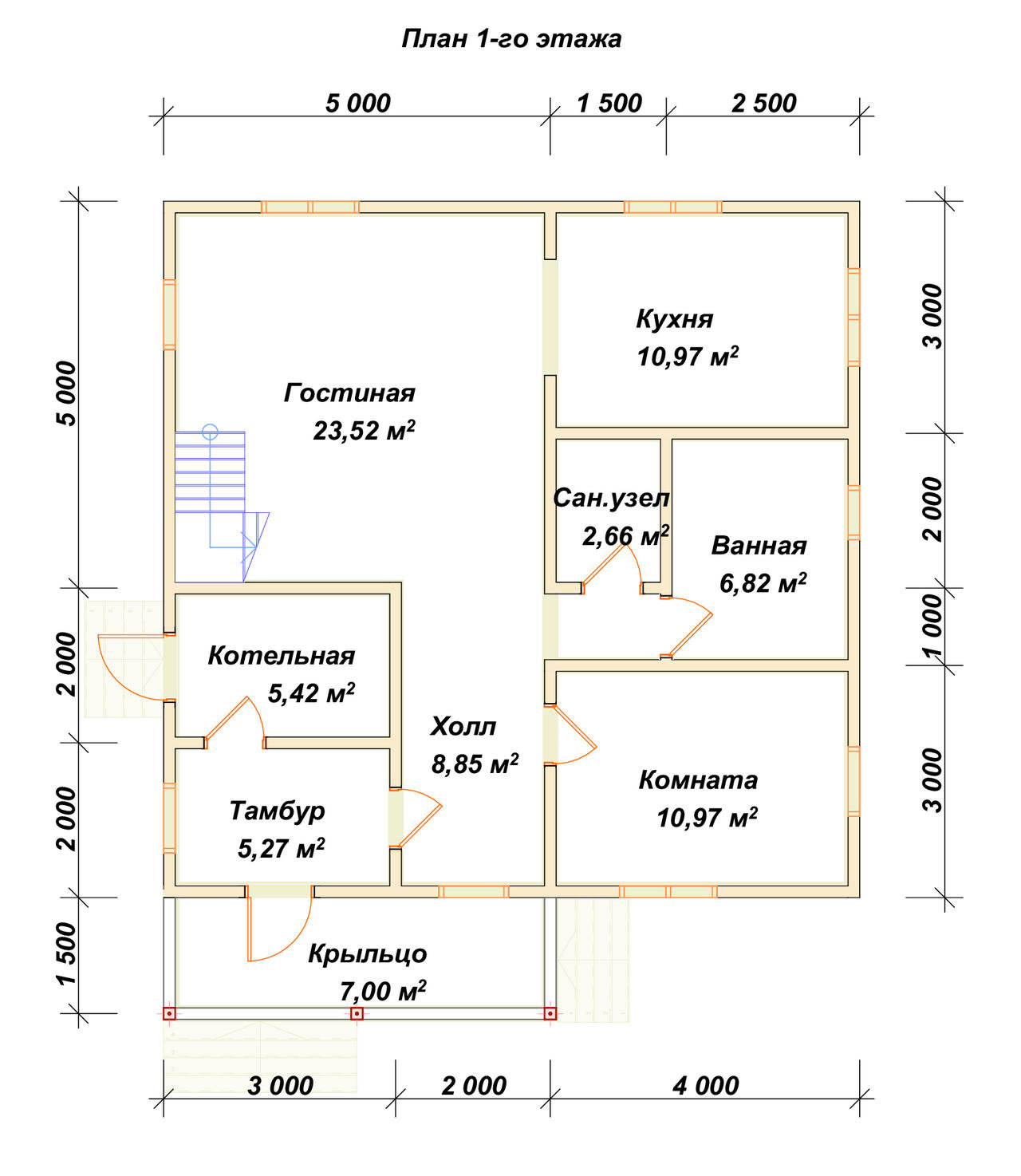 Полутораэтажный дом из бруса ДБ №87 - планировка 1