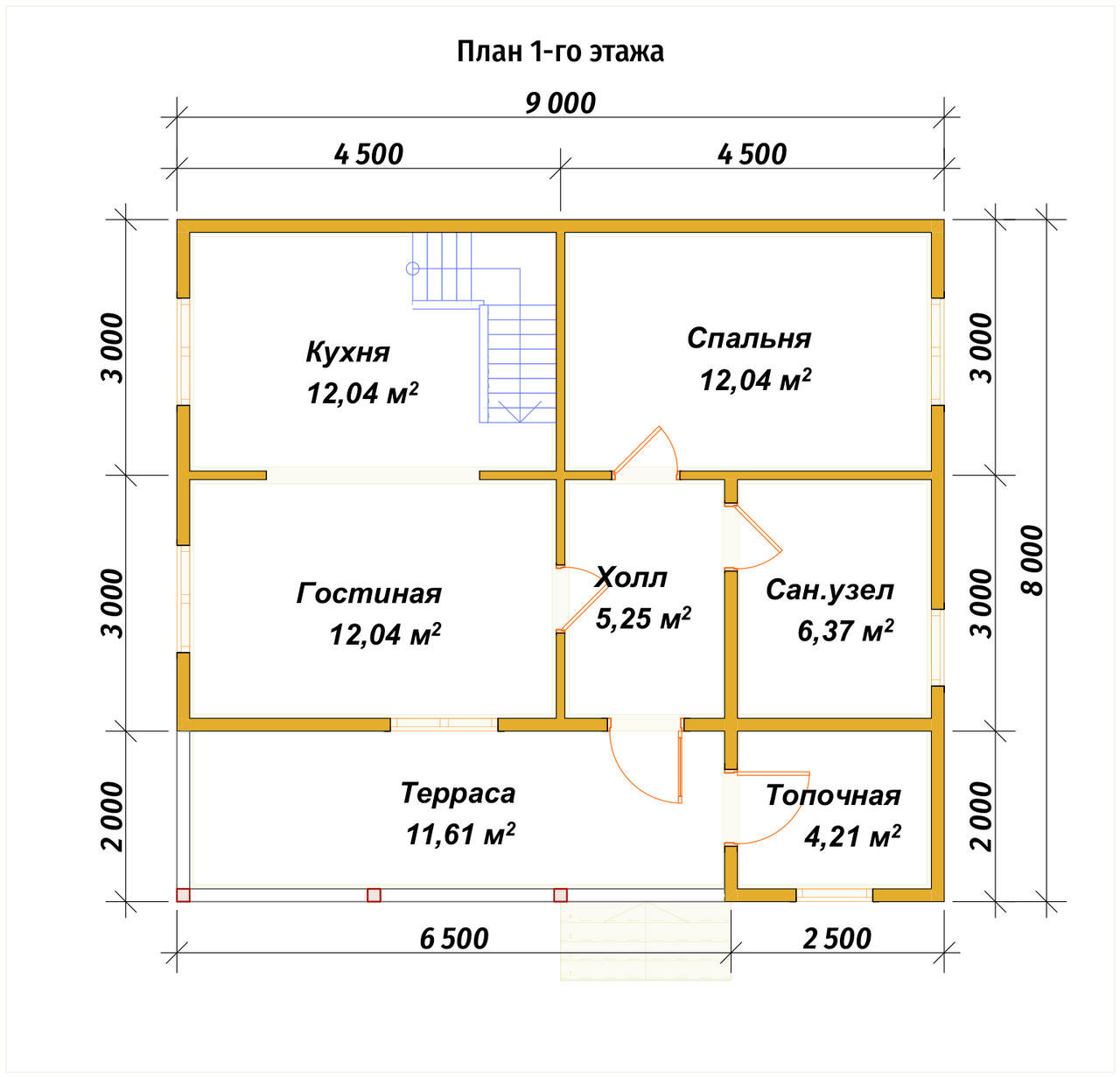 Дом из бруса с мансардой ДБ №119 - планировка 1