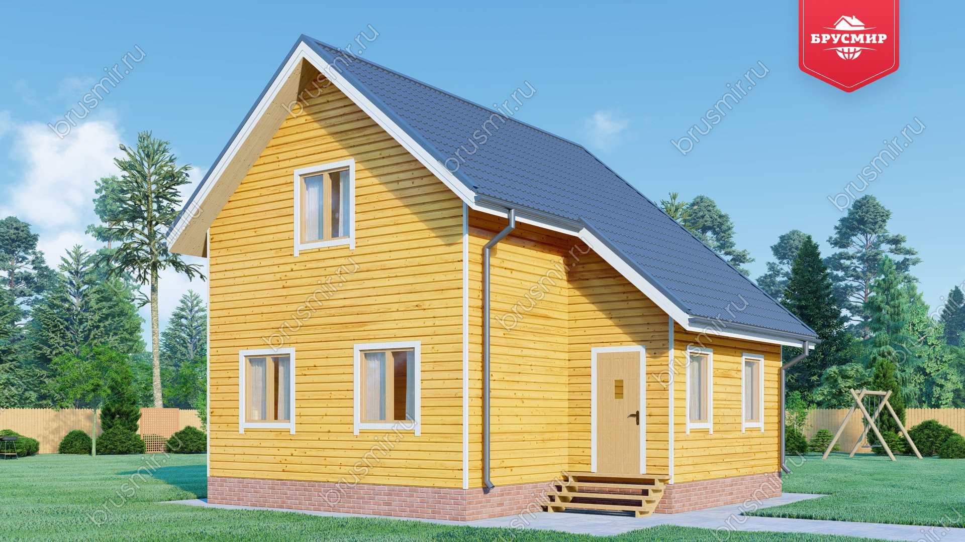 Полутораэтажный дом из бруса ДБ №70