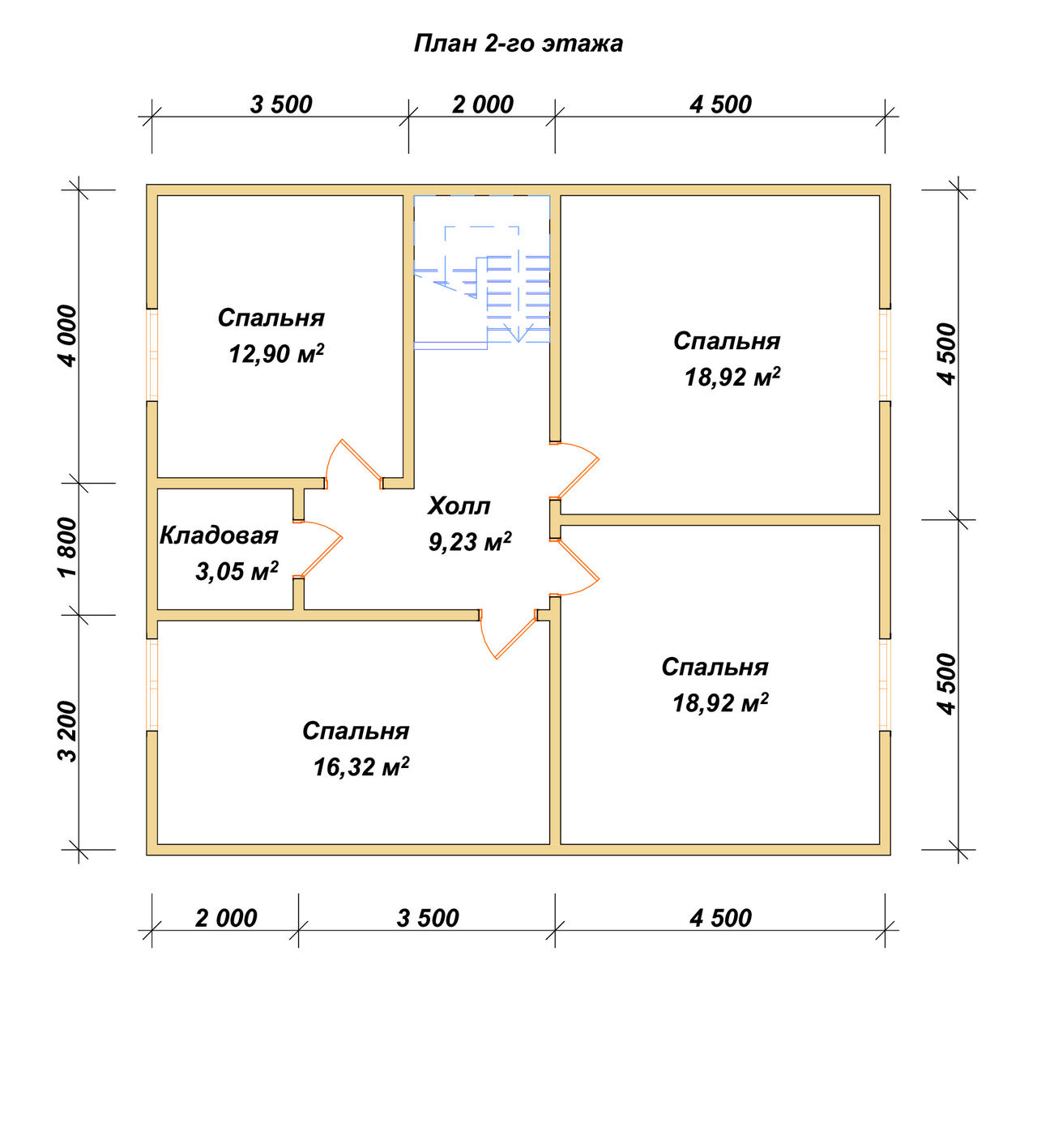 Полутораэтажный дом из бруса ДБ №144 - планировка 2