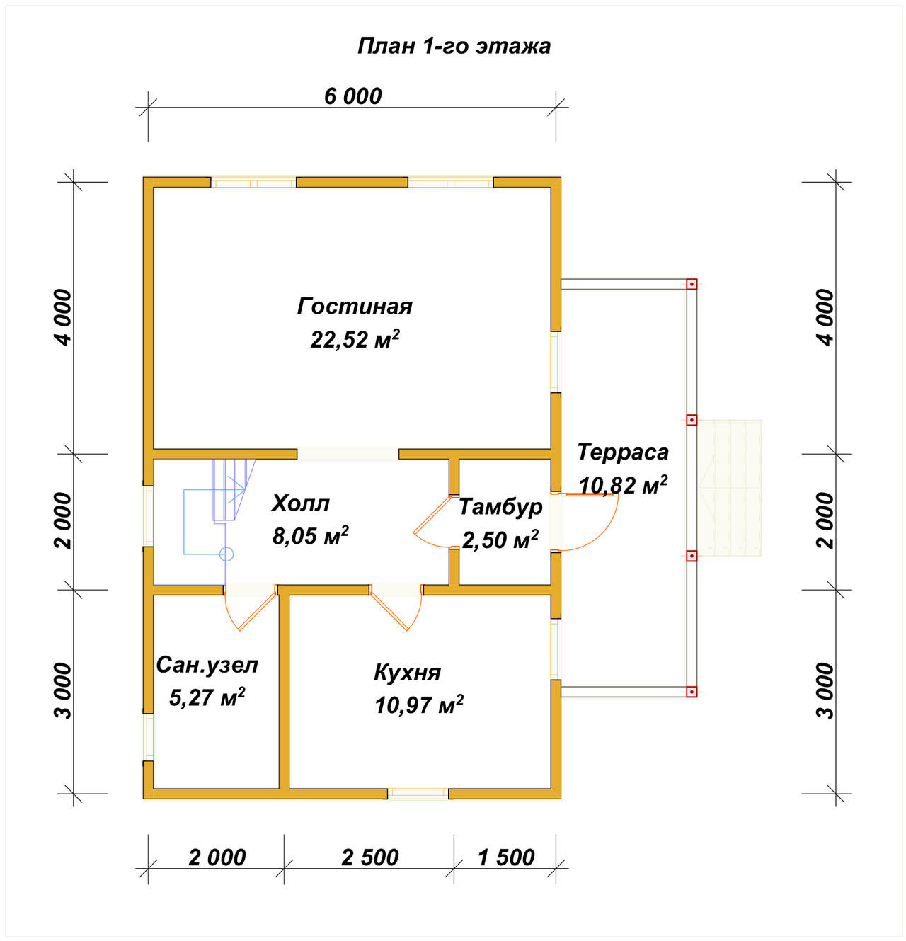 Дом из бруса с мансардой ДБ №123 - планировка 1
