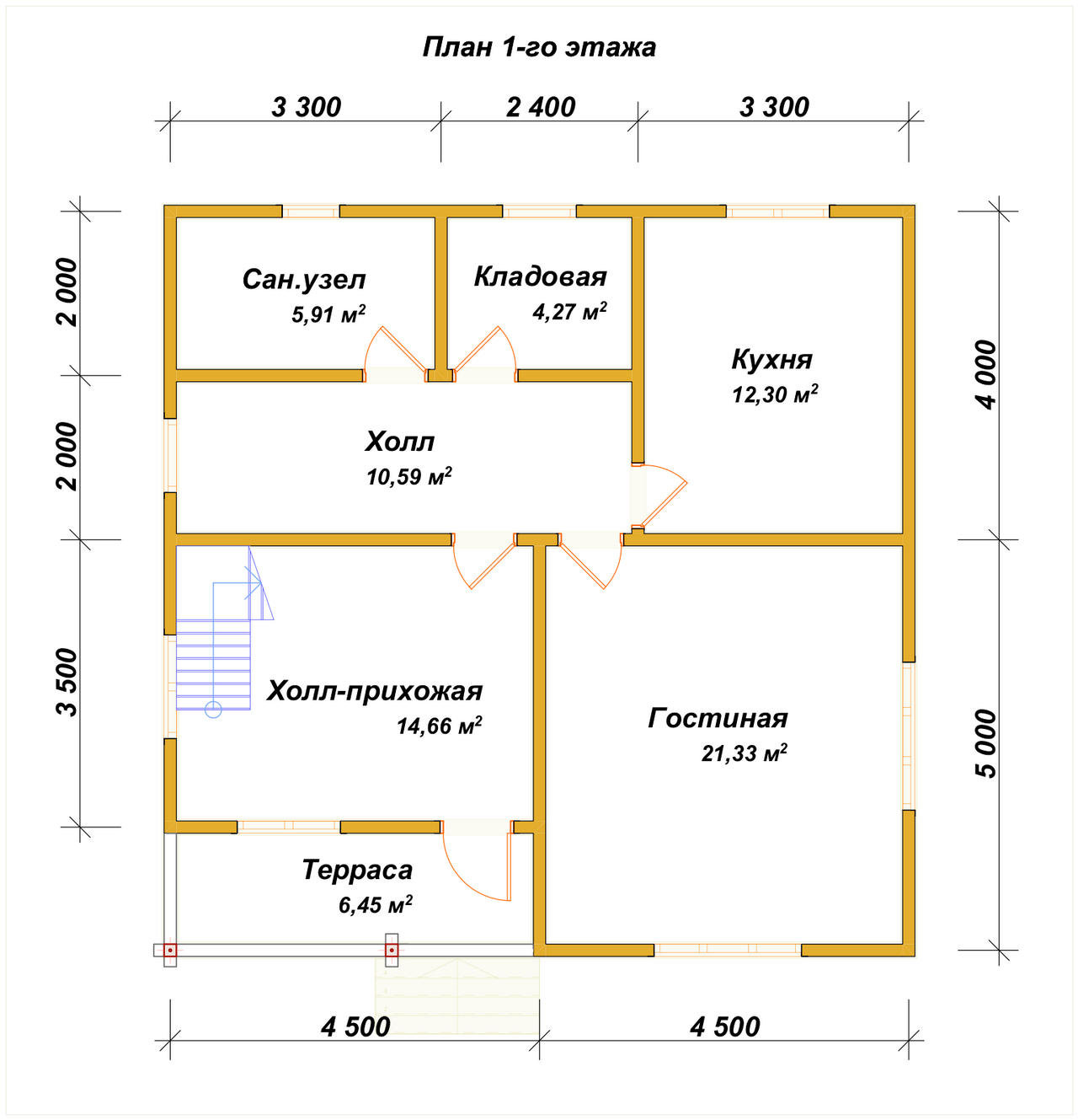 Полутораэтажный дом из бруса ДБ №109 - планировка 1