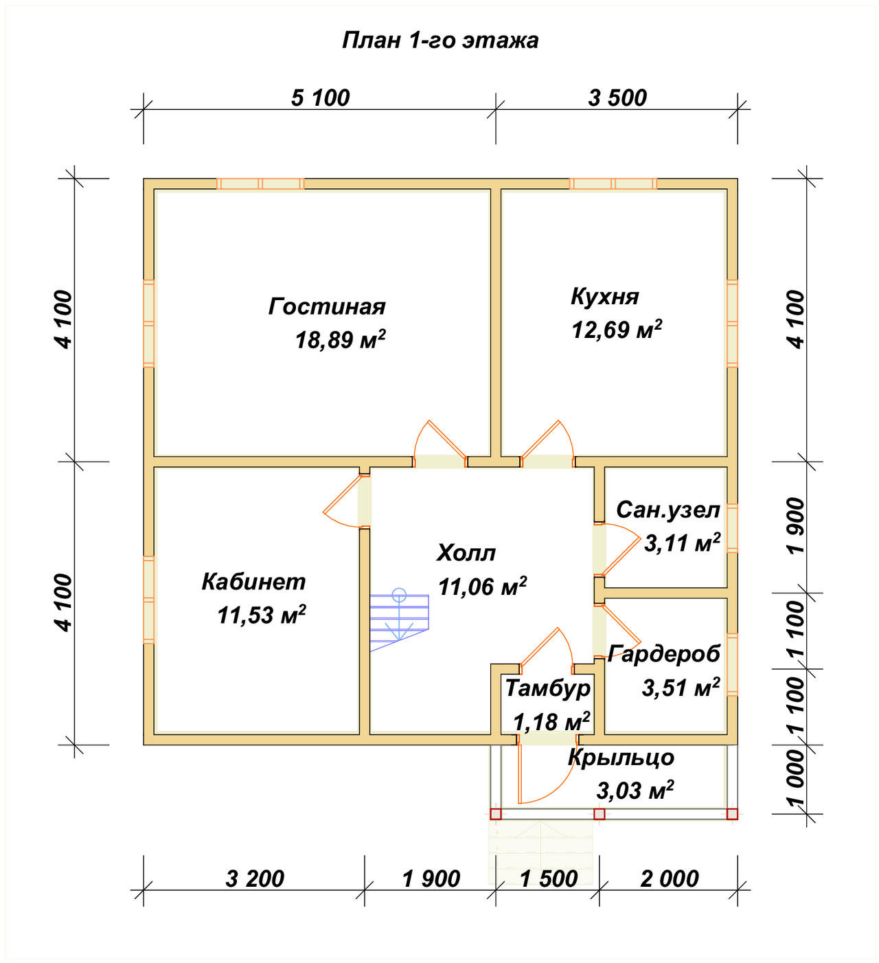 Дом из бруса с мансардой ДБ №129 - планировка 1
