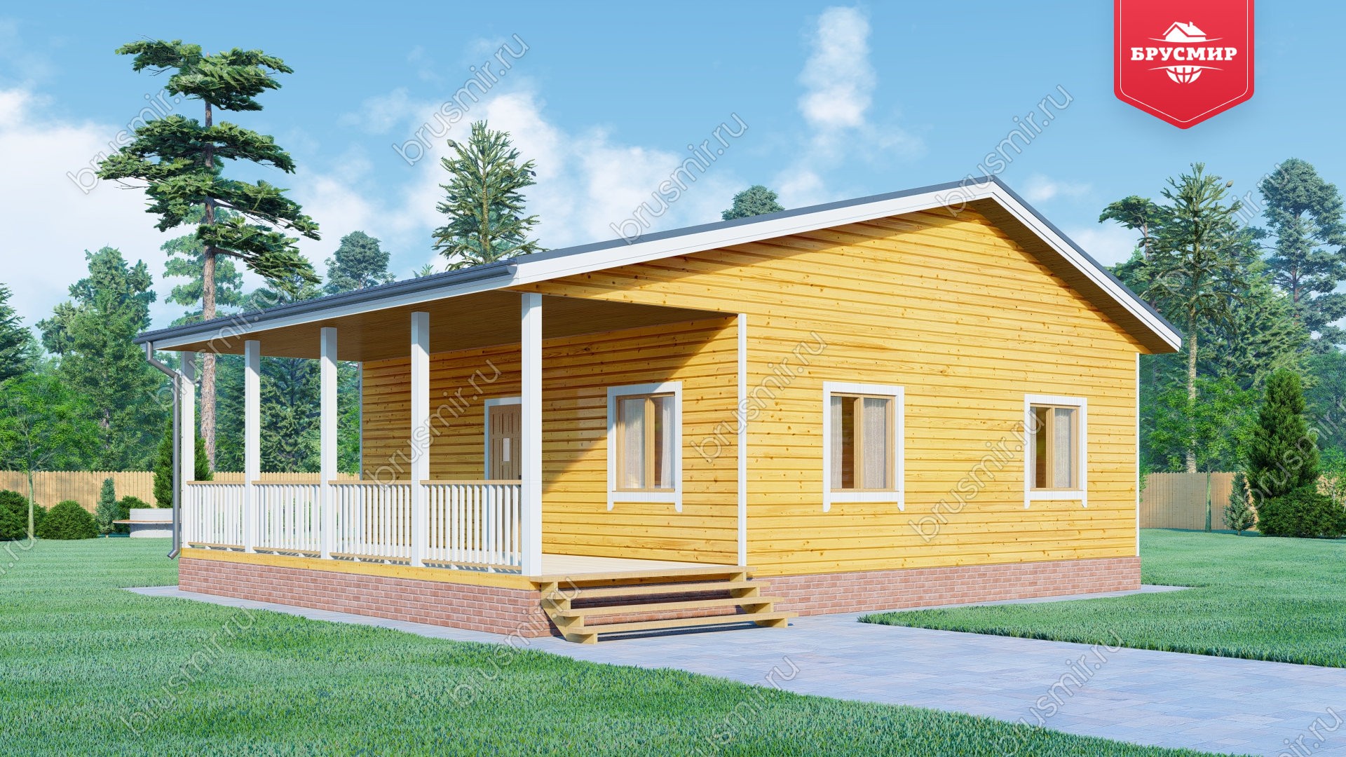 Одноэтажный дом из бруса ДБ №141