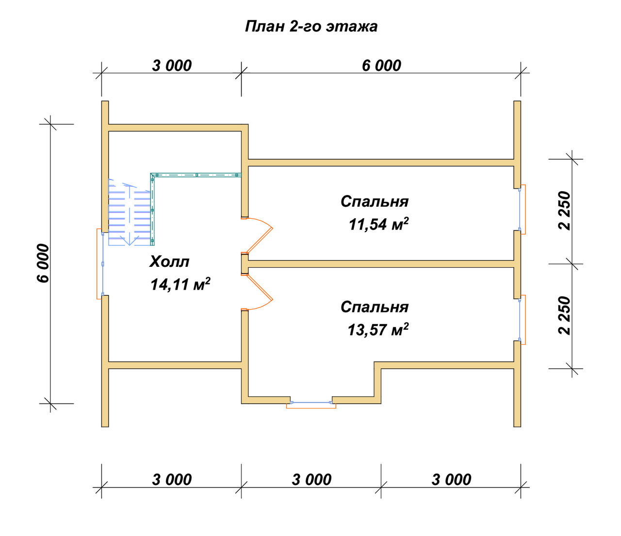 Дом из бруса с мансардой ДБ №14 - планировка 2