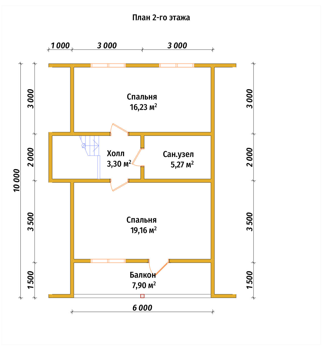 Дом из бруса мансардой ДБ №61 - планировка 2