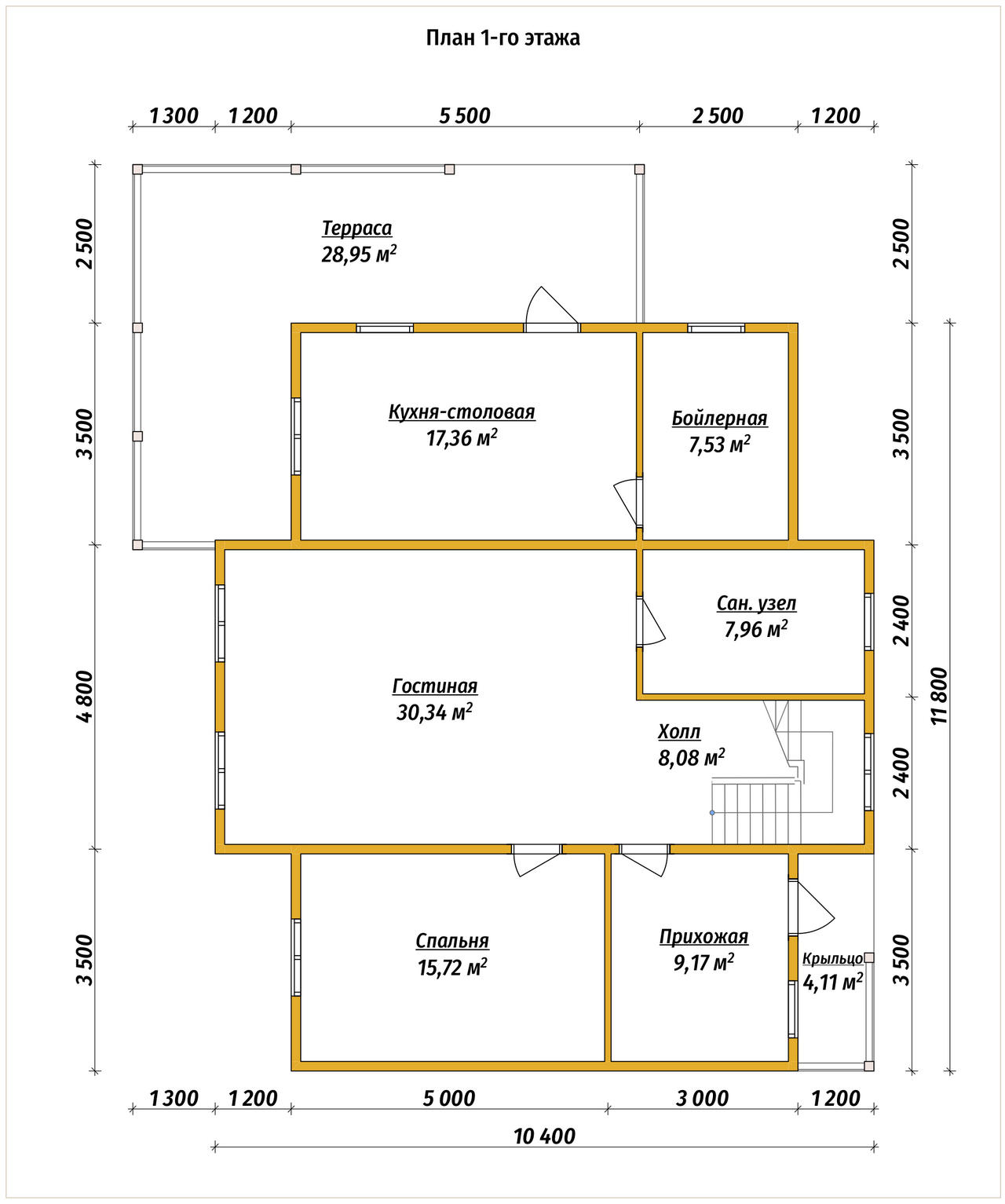 Полутораэтажный дом ДБ №175 - планировка 1
