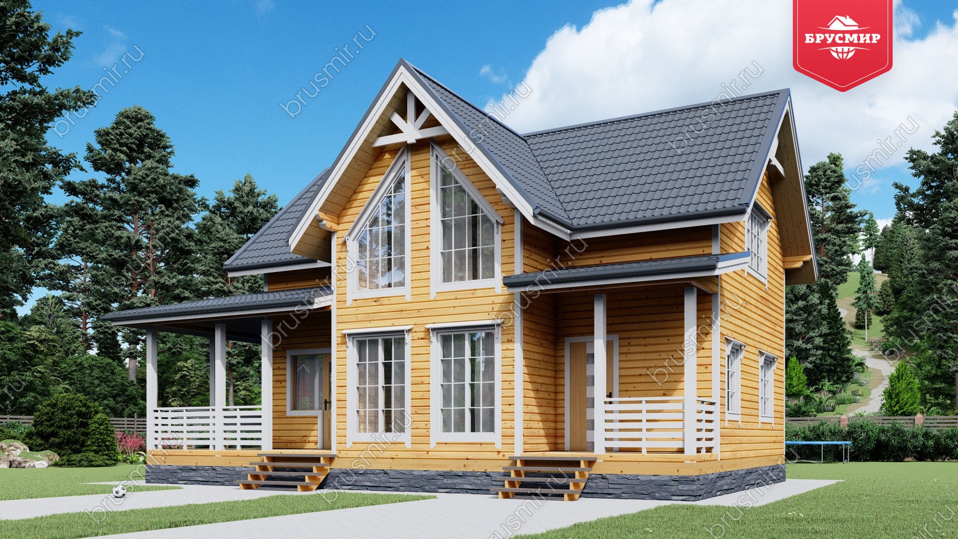 Полутораэтажный дом из бруса ДБ №10