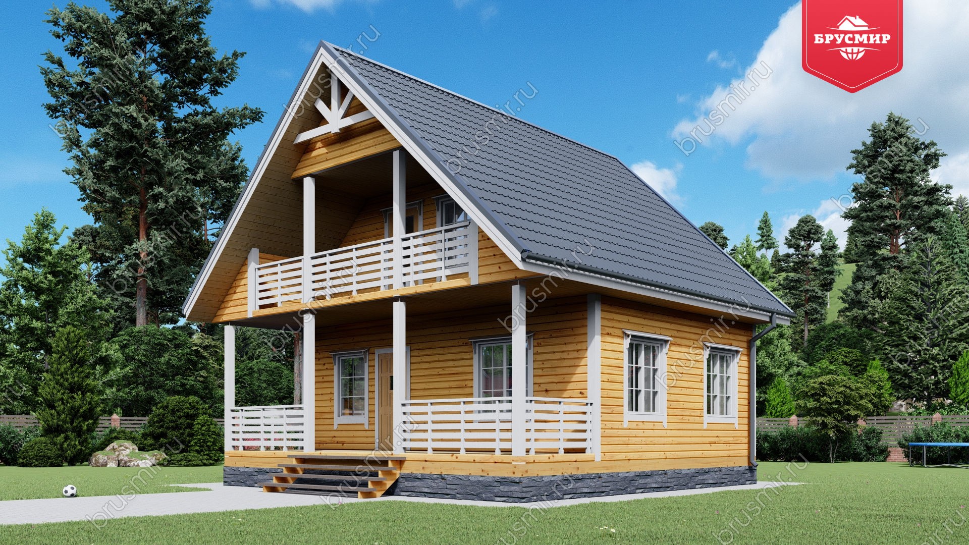 Дом из бруса с мансардой ДБ №84
