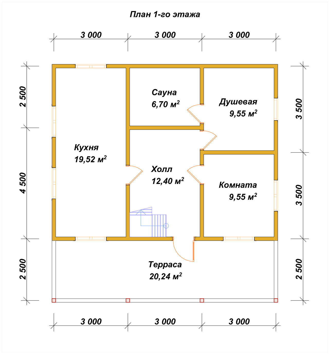 Дом из бруса с мансардой ДБ №71 - планировка 1