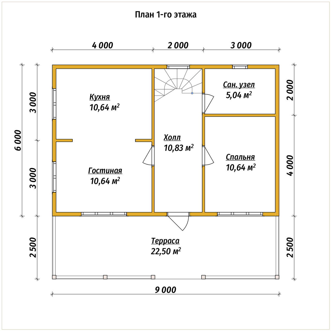 Проект дома из бруса ДБ №187, 92.5м², 1.5 эт., 5 комн. - планировка 1