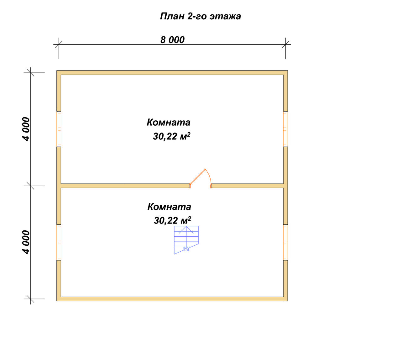Полутораэтажный дом из бруса ДБ №145 - планировка 2