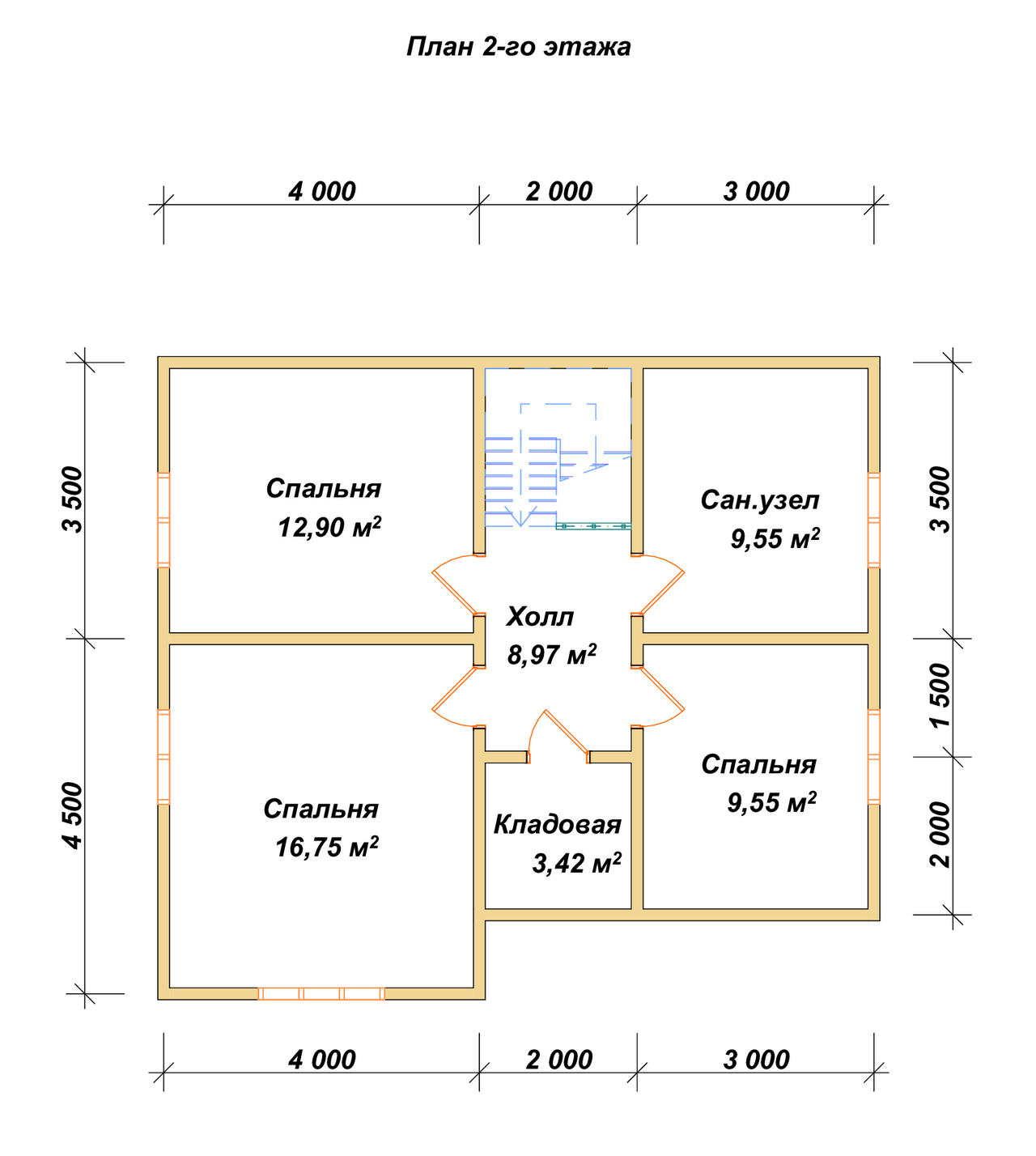 Полутораэтажный дом из бруса ДБ №137 - планировка 2