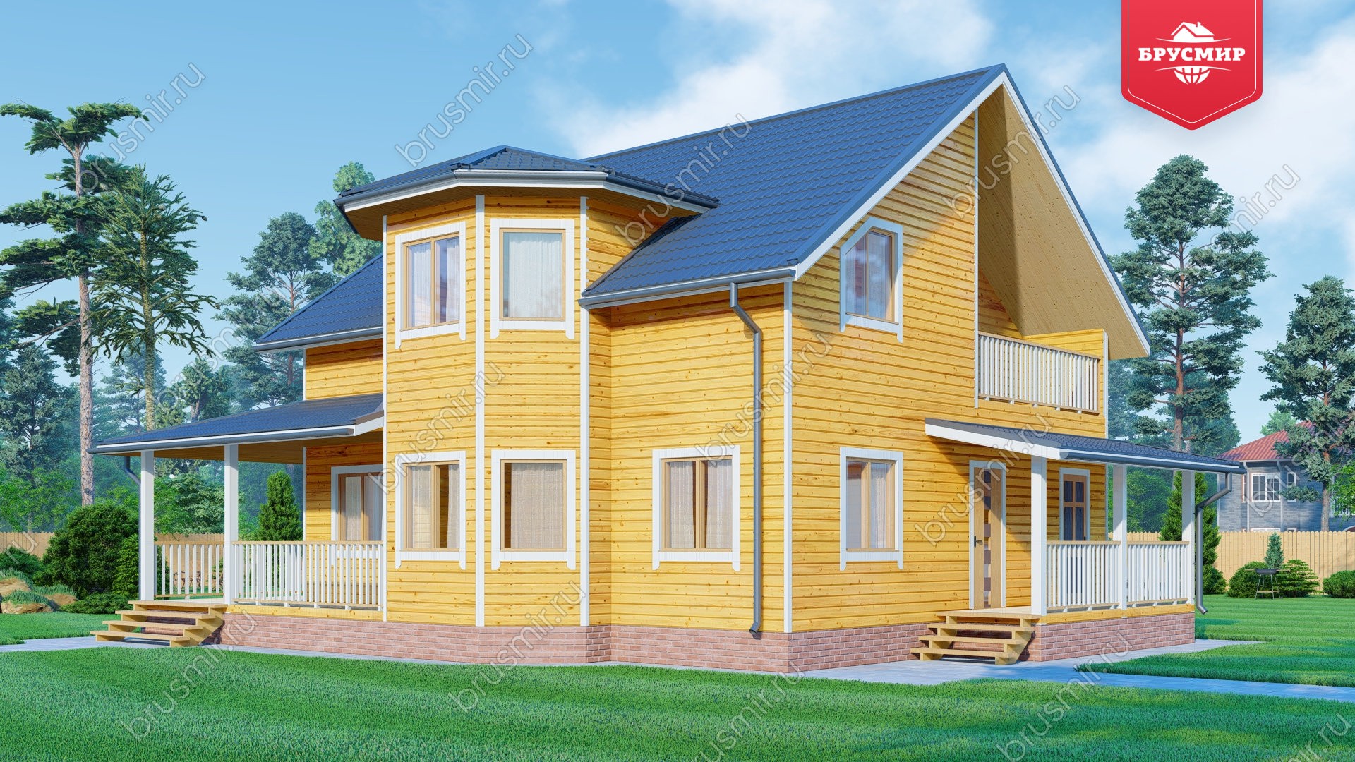 Полутораэтажный дом из бруса ДБ №170