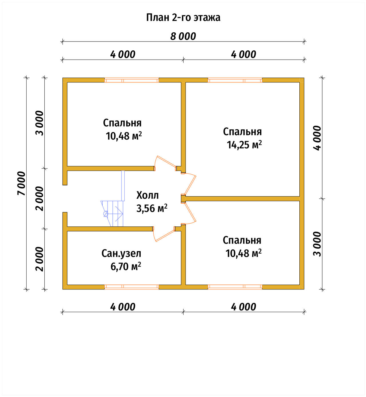 Полутораэтажный дом из бруса ДБ №11 - планировка 2