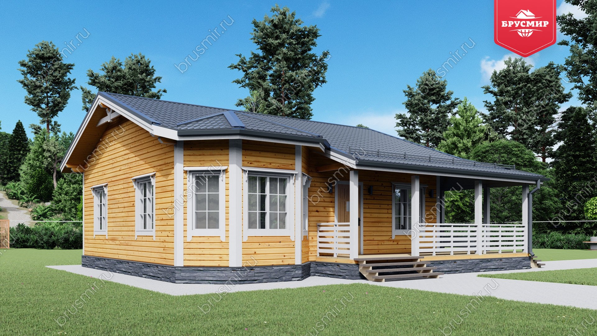 Одноэтажный дом из бруса ДБ №55