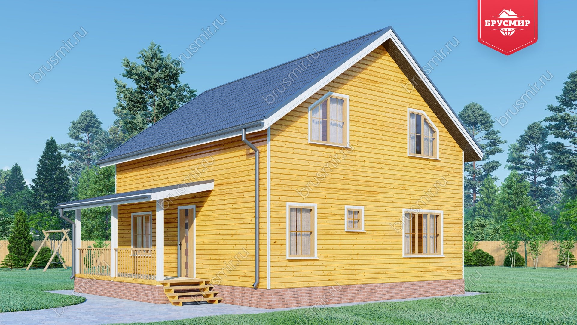 Полутораэтажный дом из бруса ДБ №25