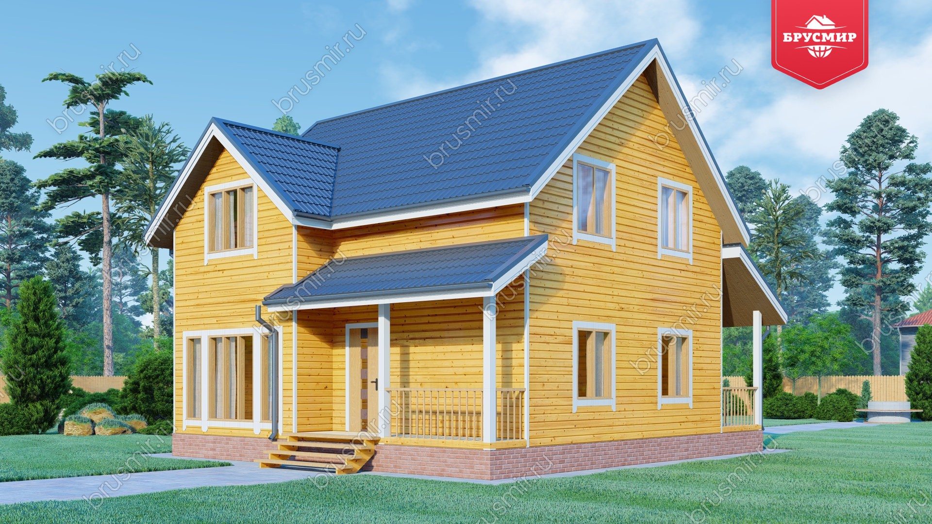 Полутораэтажный дом из бруса ДБ №137