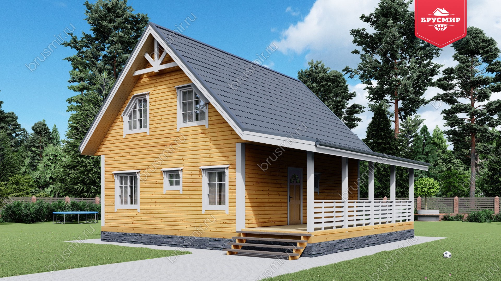 Дом из бруса с мансардой ДБ №6