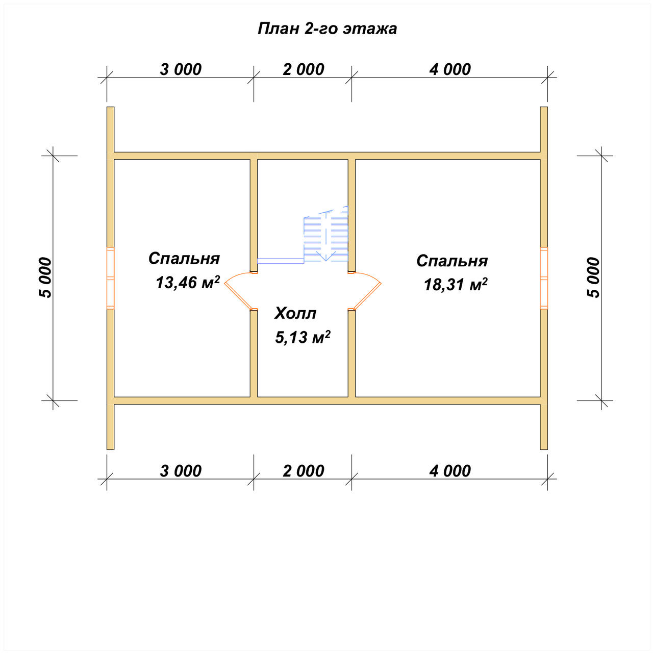 Дом из бруса с мансардой ДБ №44 - планировка 2